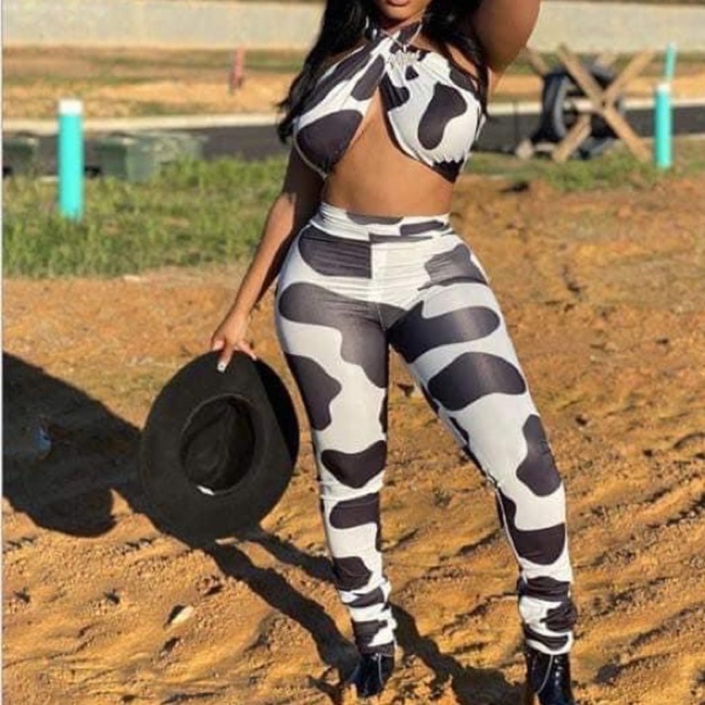 Cow print set …Fitty …spandex & cotton